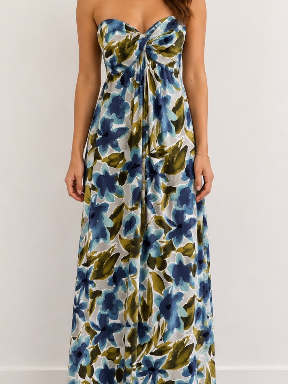 Tommy Bahama Blue Grotto Jersey Knit Strapless Maxi Dress XS